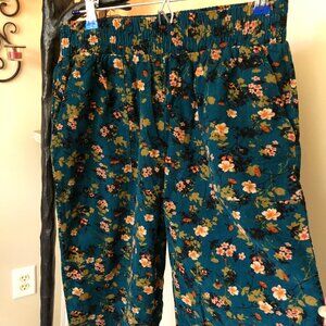 Natural Life M medium crops pants blue floral corduroy